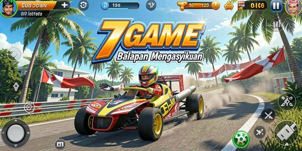 Tampilan gameplay balapan yang mendebarkan di 7GAME.