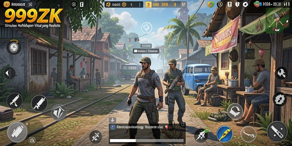Tampilan gameplay yang menampilkan karakter dalam simulasi kehidupan.