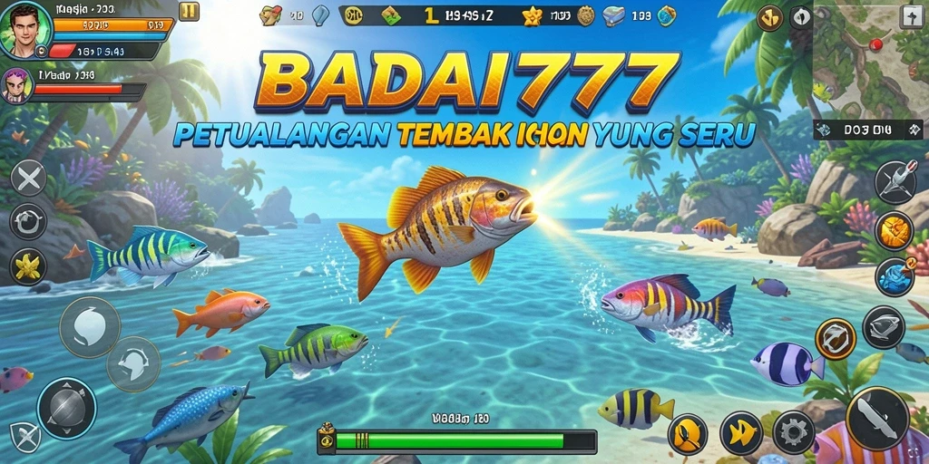 Screenshot gameplay BADAI777 yang menampilkan aksi Tembak Ikan yang mendebarkan.