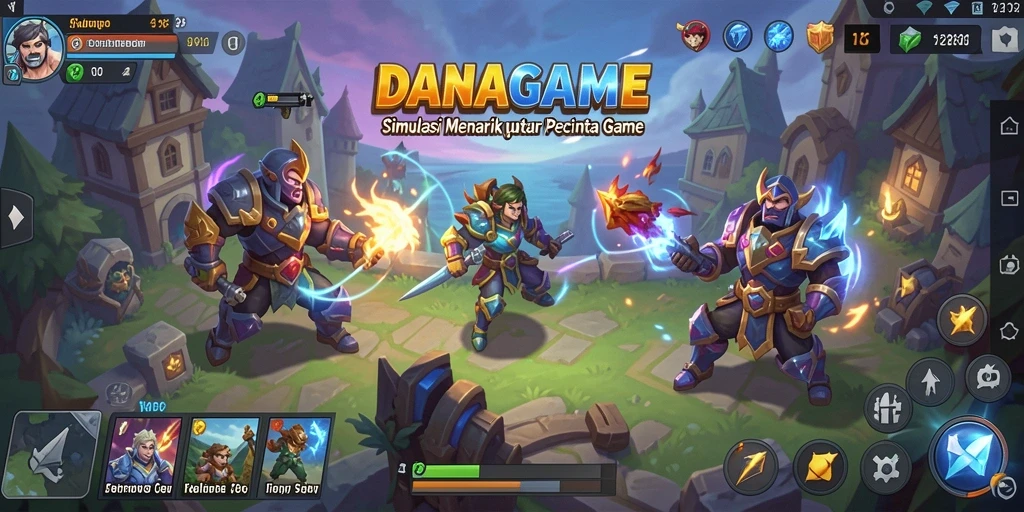 Screenshot utama DANAGAME menampilkan interaksi gameplay simulation yang mendalam.