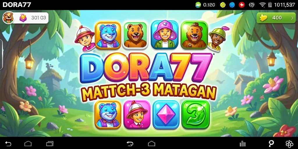 Tampilan permainan DORA77 dengan objek berwarna-warni dan gameplay yang seru.