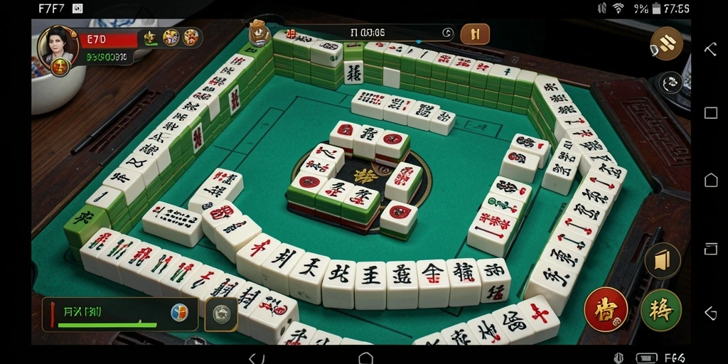 Tampilan gameplay seru di F7F7 dengan elemen Mahjong yang menantang.