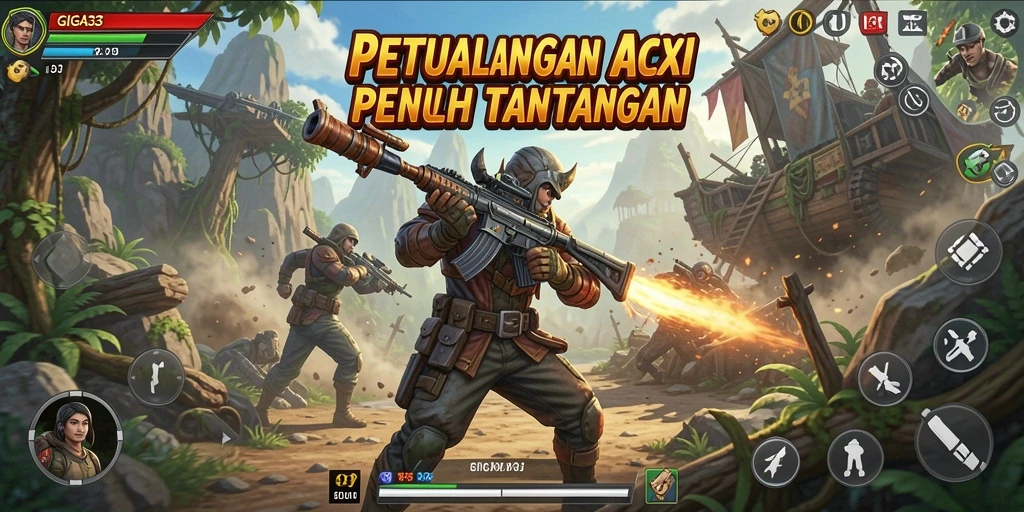 Gambar menampilkan aksi epik dalam GIGA33 dengan gameplay yang dinamis.