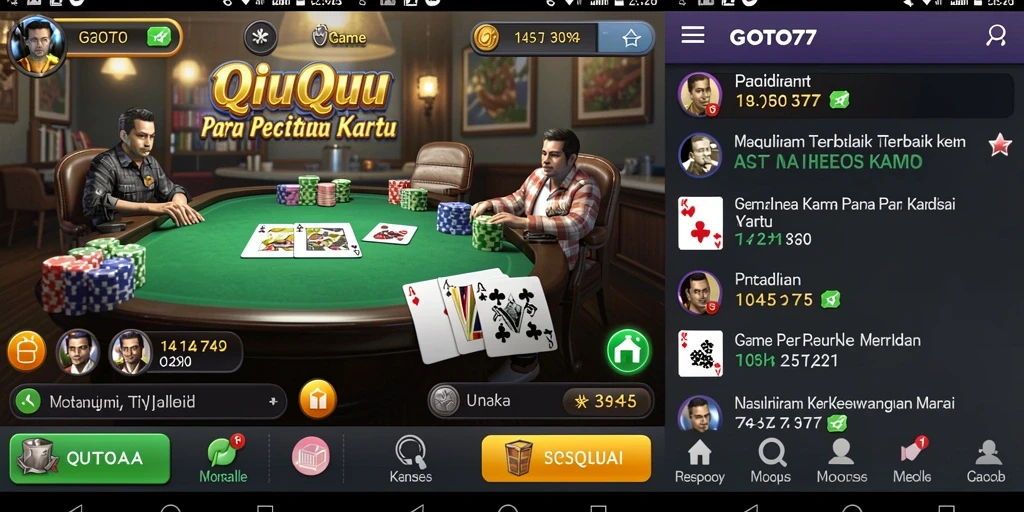 Screenshot GOTO77 menampilkan momen seru saat bermain QiuQiu.