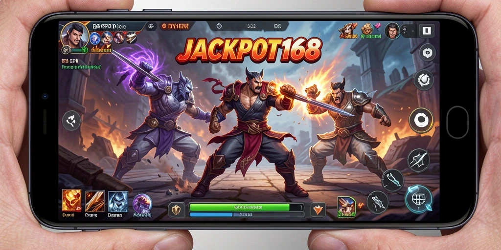 Screenshot JACKPOT168 menampilkan duel heroik yang menegangkan.