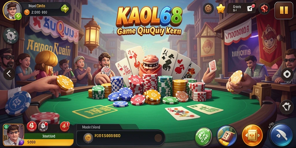 Tampilan gameplay seru KAOL68 dengan kartu QiuQiu yang menawan.