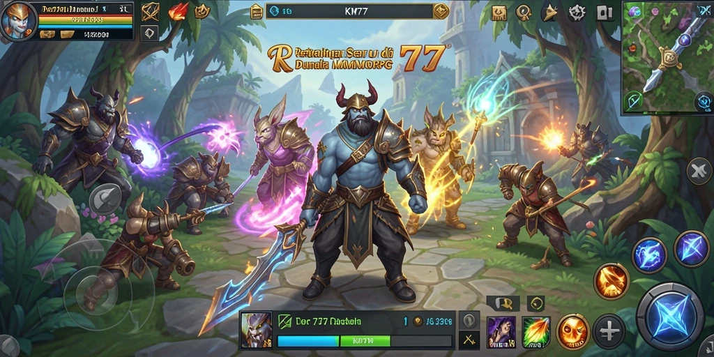 Tampilan gameplay seru KM777 di dunia MMORPG yang luas.