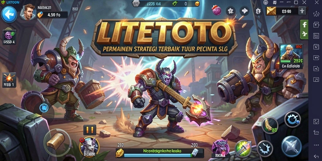 Tampilan utama gameplay LITETOTO yang menampilkan strategi pertempuran seru.
