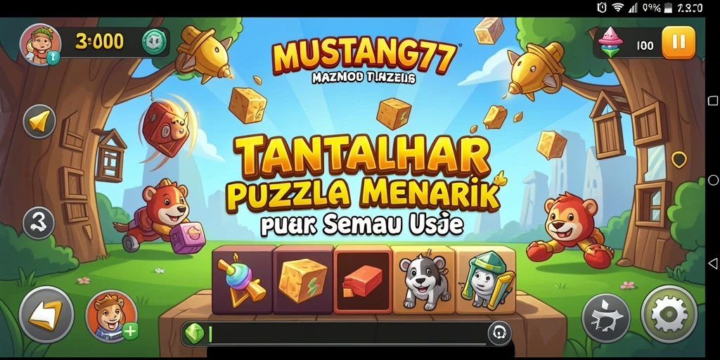 Tampilan menyenangkan dari gameplay MUSTANG77 yang menantang puzzle.