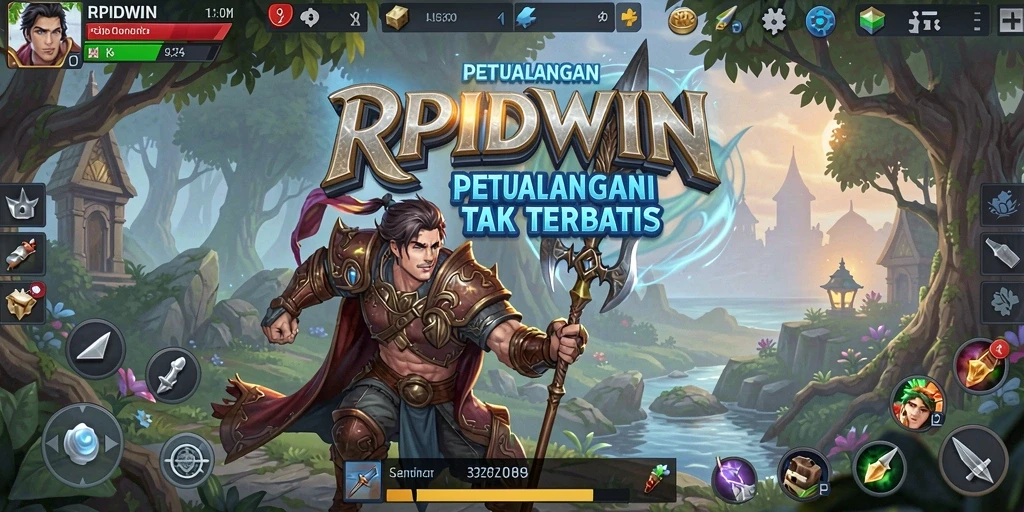 Screenshot gameplay RPIDWIN menampilkan pertarungan epik antara karakter.