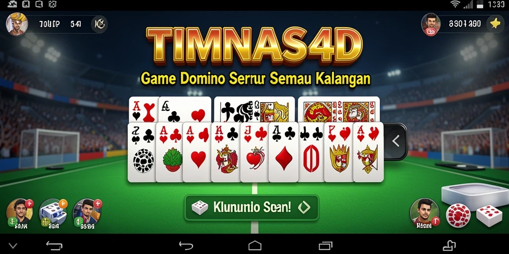 Screenshot gameplay TIMNAS4D yang menampilkan aksi seru permainan Domino.