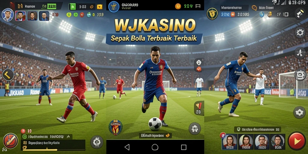 Tampilan gameplay menarik dari WJKASINO yang menampilkan aksi sepak bola.
